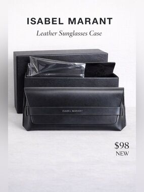 Isabel Marant Black Leather Sunglasses Case Designer Eyewear Case New ISABEL MARANT LEATHER SUNGLASSES CASE WITH CLEANING CLOTH  main image 4